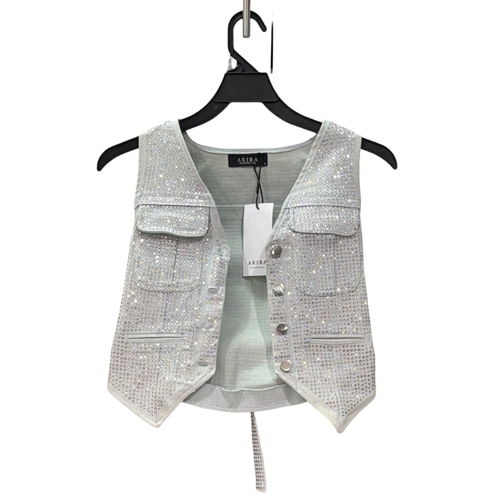 AKIRA Metallic Embellished Vest NEW - Picture 7 of 11